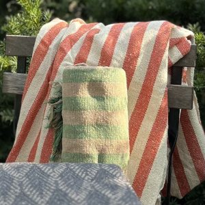 Pläd randig grön /natur 130x180cm